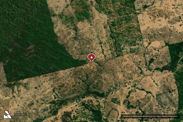 Imagem de satélite de Infração Ambiental em Vila Rica - MT (marcador da localização)
