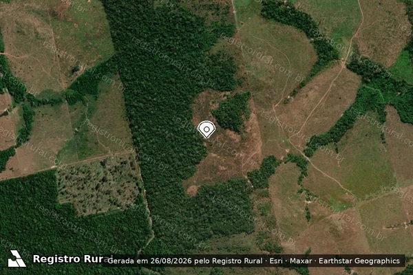Imagem de satélite de Desmatamento em Nova Bandeirantes - MT (marcador da localização)