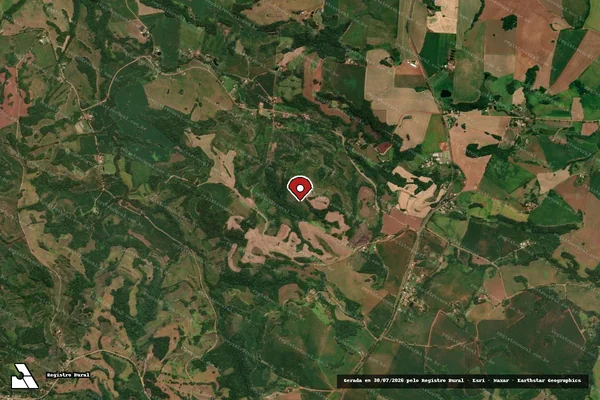Imagem de satélite de Infração Ambiental em Três Palmeiras - RS (marcador da localização)