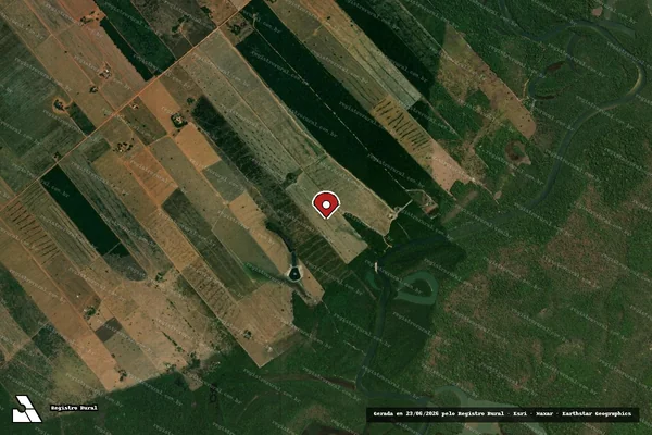 Imagem de satélite de Infração da Flora em Nova Ubiratã - MT (marcador da localização)