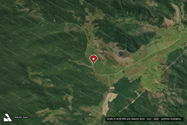 Imagem de satélite de Infração Ambiental em Cachoeiras de Macacu - RJ (marcador da localização)