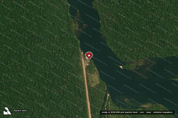 Imagem de satélite de Infração Ambiental em Apiacás - MT (marcador da localização)