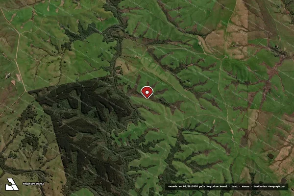 Imagem de satélite de Infração da Flora em Lavras do Sul - RS (marcador da localização)