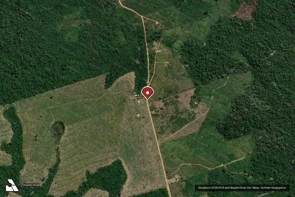 Imagem de satélite de Infração Ambiental em Itaituba - PA (marcador da localização)