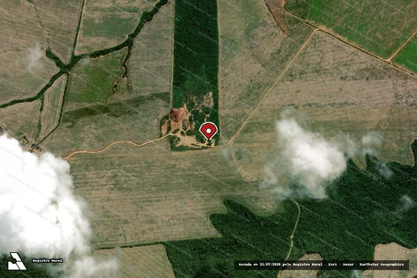 Imagem de satélite de Infração Ambiental em Paragominas - PA (marcador da localização)