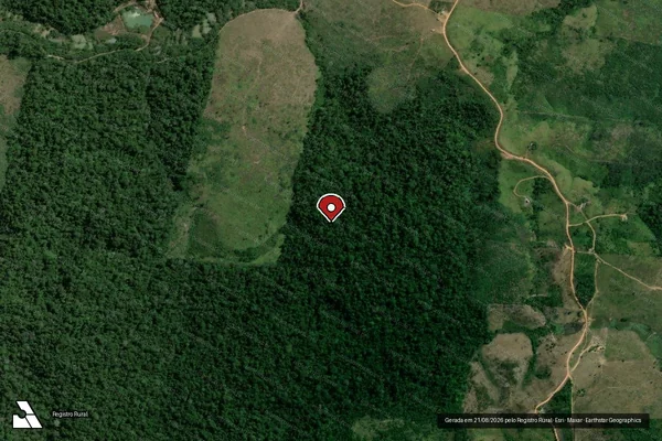 Imagem de satélite de Infração Ambiental em Pacajá - PA (marcador da localização)