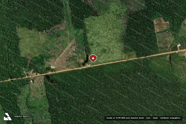 Imagem de satélite de Infração da Flora em Canutama - AM (marcador da localização)