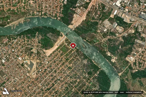 Imagem de satélite de Infração Ambiental em Marabá - PA (marcador da localização)