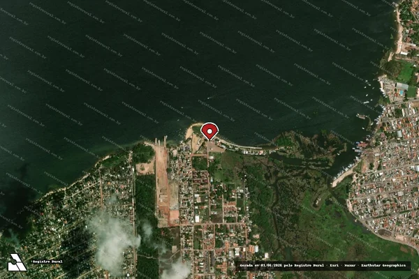 Imagem de satélite de Infração Ambiental em Santarém - PA (marcador da localização)