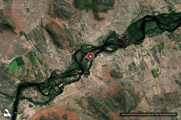 Imagem de satélite de Infração Ambiental em Iaçu - BA (marcador da localização)