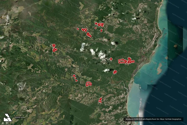 Imagem de satélite de Infração Ambiental em Santa Cruz Cabrália - BA