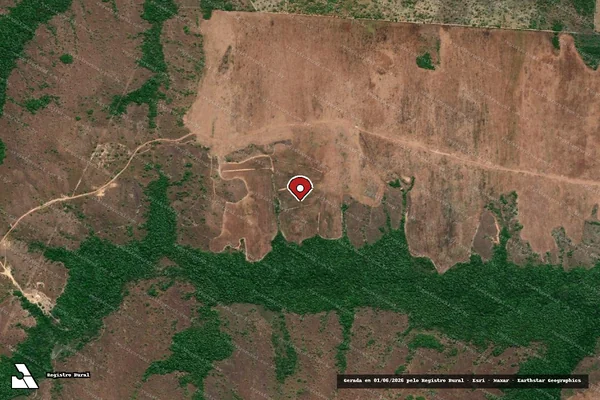 Imagem de satélite de Infração da Flora em Dois Irmãos do Tocantins - TO (marcador da localização)