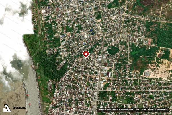 Imagem de satélite de Infração referente a Qualidade Ambiental em Tabatinga - AM (marcador da localização)