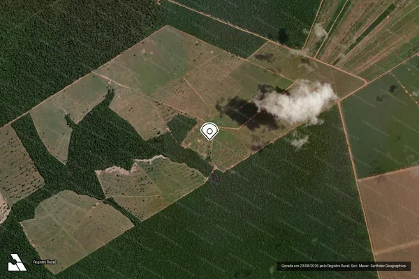 Imagem de satélite de Infração Ambiental em Nova Maringá - MT (marcador da localização)