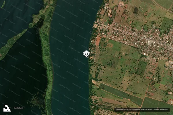 Imagem de satélite de Infração Ambiental em Paulicéia - SP (marcador da localização)