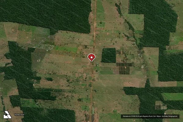 Imagem de satélite de Infração Ambiental em São Francisco do Guaporé - RO (marcador da localização)