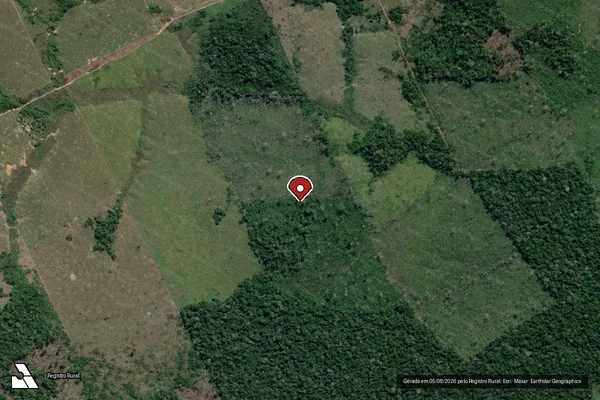 Imagem de satélite de Infração da Flora em Lábrea - AM (marcador da localização)