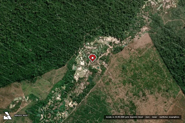 Imagem de satélite de Infração Ambiental em Nova Bandeirantes - MT (marcador da localização)