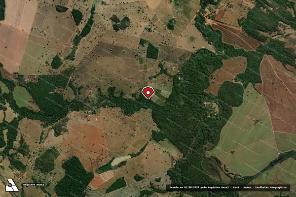 Imagem de satélite de Infração Ambiental em Jaraguá - GO (marcador da localização)