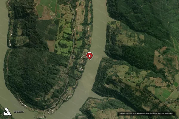 Imagem de satélite de Infração Ambiental em Chapecó - SC (marcador da localização)
