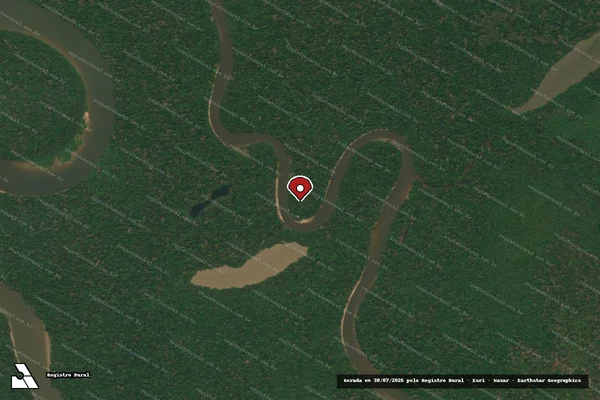 Imagem de satélite de Infração da Flora em Lábrea - AM (marcador da localização)
