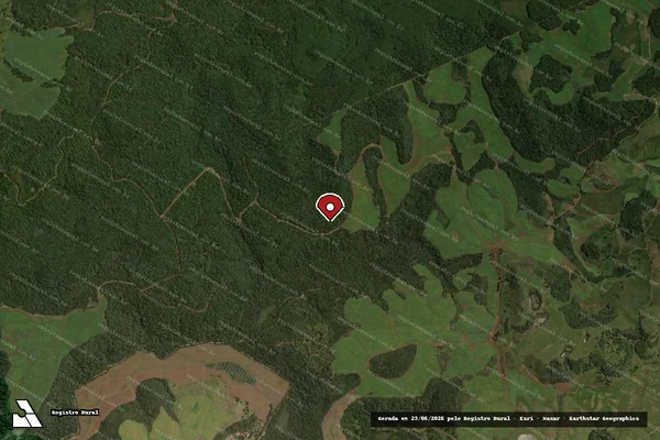 Imagem de satélite de Infração da Flora em Água Doce - SC (marcador da localização)