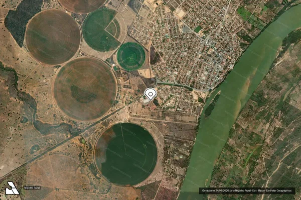 Imagem de satélite de Infração Ambiental em Itacarambi - MG (marcador da localização)