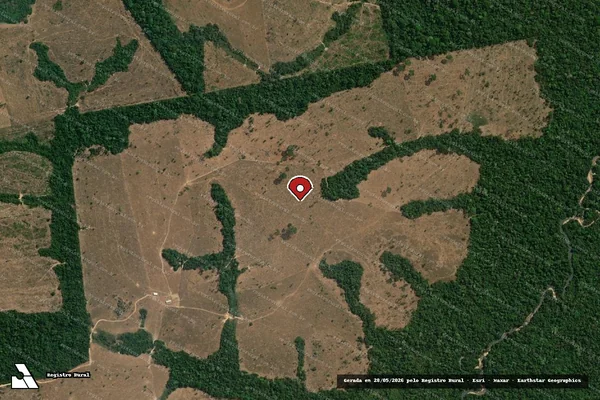 Imagem de satélite de Infração Ambiental em Apiacás - MT (marcador da localização)