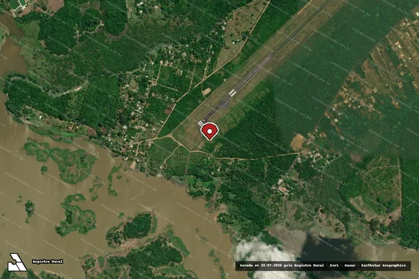 Imagem de satélite de Infração Ambiental em Parintins - AM (marcador da localização)