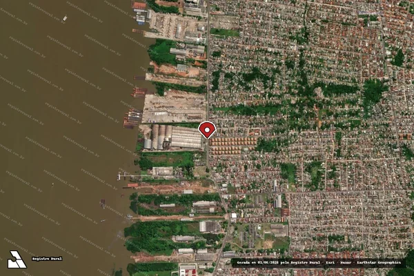 Imagem de satélite de Infração da Flora em Belém - PA (marcador da localização)