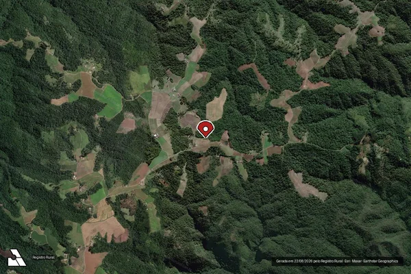 Imagem de satélite de Infração Ambiental em Santa Terezinha - SC (marcador da localização)