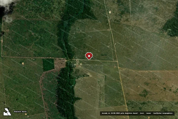 Imagem de satélite de Infração Ambiental em Buritis - RO (marcador da localização)