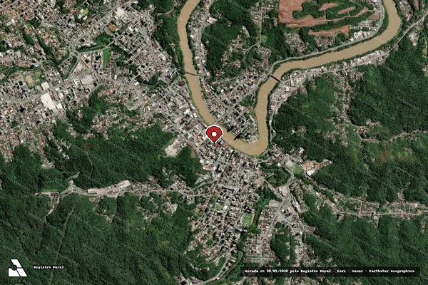 Imagem de satélite de Infração Ambiental em Blumenau - SC (marcador da localização)