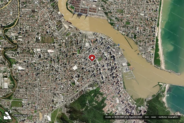 Imagem de satélite de Infração Ambiental em Doutor Pedrinho - SC (marcador da localização)