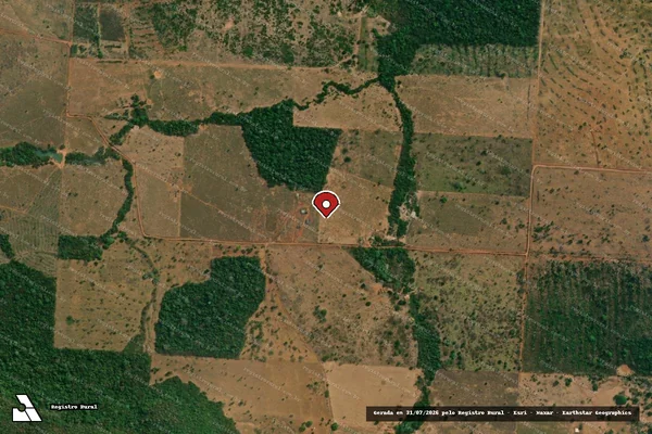 Imagem de satélite de Infração Ambiental em Juruena - MT (marcador da localização)