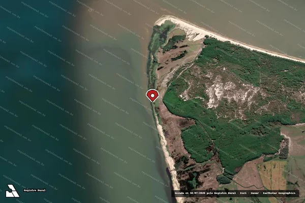 Imagem de satélite de Infração Ambiental em Mostardas - RS (marcador da localização)