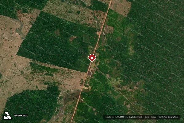 Imagem de satélite de Infração Ambiental em Autazes - AM (marcador da localização)