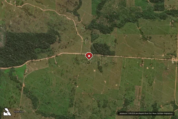 Imagem de satélite de Infração da Flora em Campo Novo de Rondônia - RO (marcador da localização)