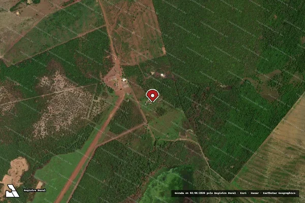 Imagem de satélite de Infração Ambiental em Lagoa da Confusão - TO (marcador da localização)