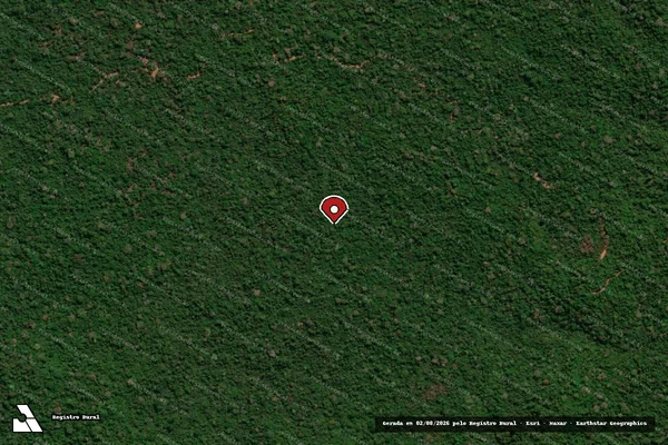 Imagem de satélite de Infração Ambiental em Apiacás - MT (marcador da localização)
