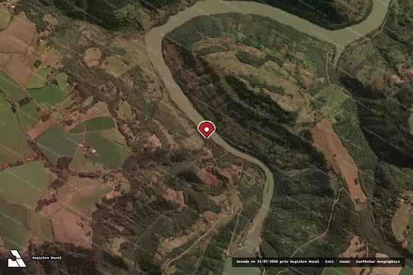 Imagem de satélite de Infração da Flora em Nonoai - RS (marcador da localização)