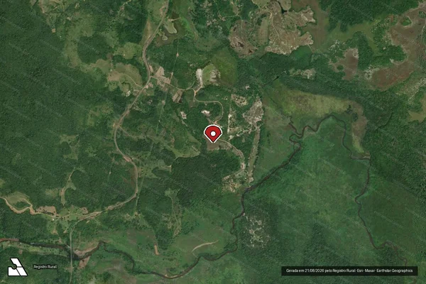 Imagem de satélite de Infração Ambiental em Jaguaripe - BA (marcador da localização)