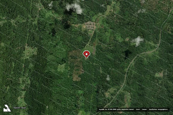 Imagem de satélite de Infração Ambiental em Arataca - BA (marcador da localização)