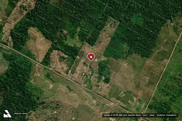 Imagem de satélite de Desmatamento em Manoel Urbano - AC (marcador da localização)