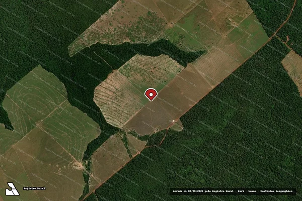 Imagem de satélite de Infração Ambiental em Juína - MT (marcador da localização)