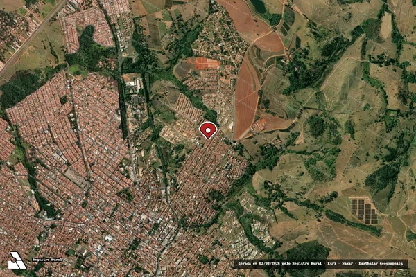 Imagem de satélite de Infração Ambiental em Ribeirão Preto - SP (marcador da localização)