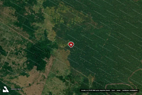 Imagem de satélite de Infração da Flora em Lábrea - AM (marcador da localização)