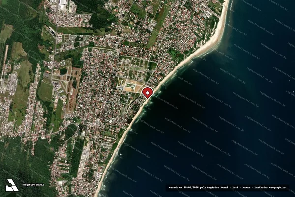 Imagem de satélite de Infração Ambiental em Florianópolis - SC (marcador da localização)