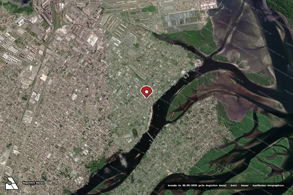 Imagem de satélite de Infração Ambiental em Paranaguá - PR (marcador da localização)