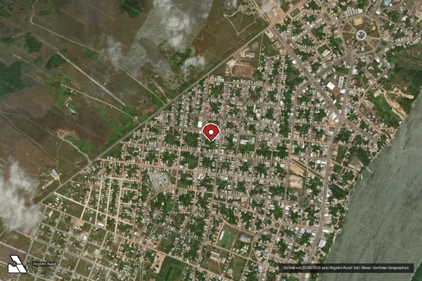 Imagem de satélite de Infração Ambiental em Caracaraí - RR (marcador da localização)